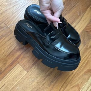 Chunky platform backless loafers